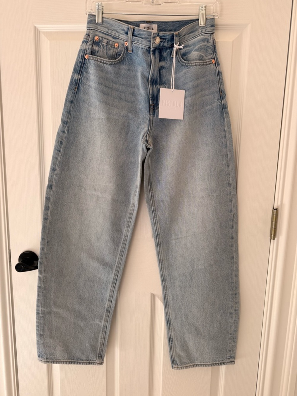 pistola Light Blue High Rise Barrel Jeans
